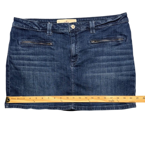 Hollister Y2K Micro Mini Skirt Womens Sz 15 Blue Denim Low Rise‎ Casual Preppy - Picture 5 of 9